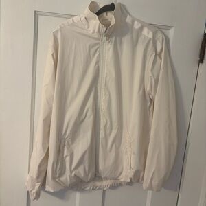 Athleta Cream Windbreaker medium tall with High Collar and Hood